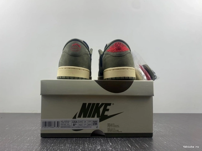 Rep TB DM7866-002 'BLACK SP JORDAN LOW AIR 1 TRAVIS SCOTT OG X OLIVE' 0714